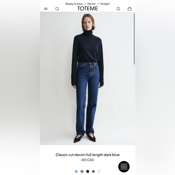 TOTEME Classic cut denim full length dark blue - Picture 5 of 9